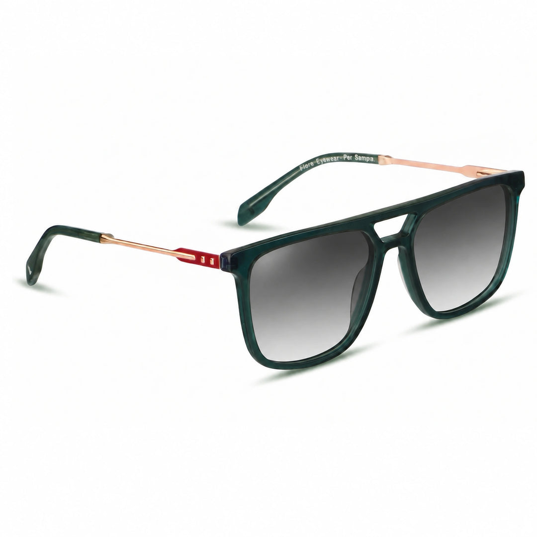 Lentes de sol Fiore 10177 Verde cristal Gradiente Gris polarizado vista tres cuartos mujer #color_gradiente-gris