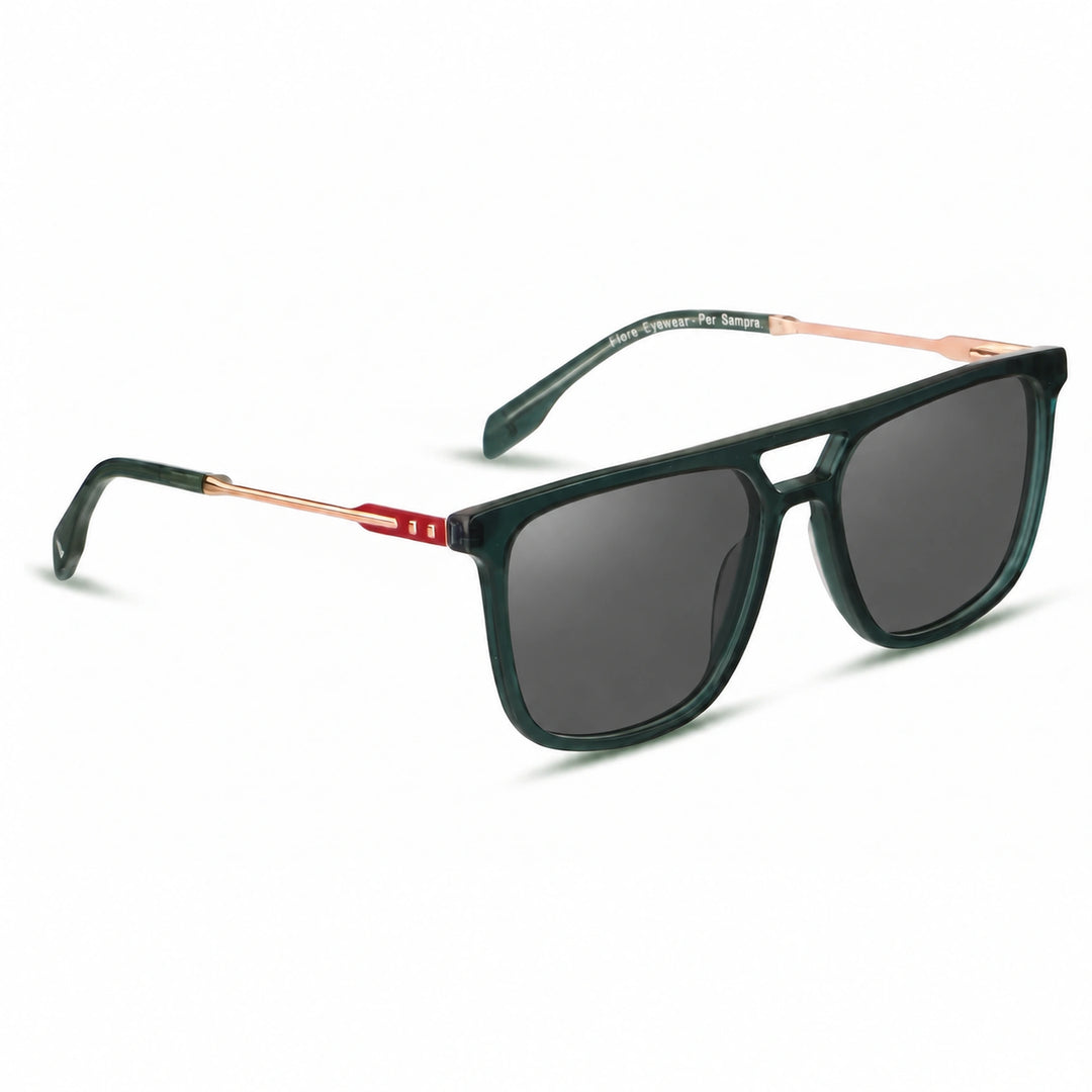 Lentes de sol Fiore 10177 Verde cristal Negro polarizado vista tres cuartos mujer #color_negro