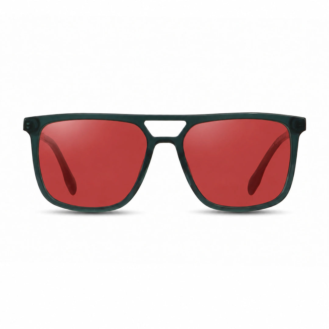 Lentes de sol Fiore 10177 Verde cristal Rojo polarizado vista frontal mujer #color_rojo #foto_frontal