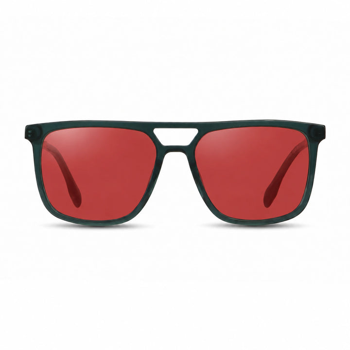 Lentes de sol Fiore 10177 Verde cristal Rojo polarizado vista frontal mujer #color_rojo #foto_frontal