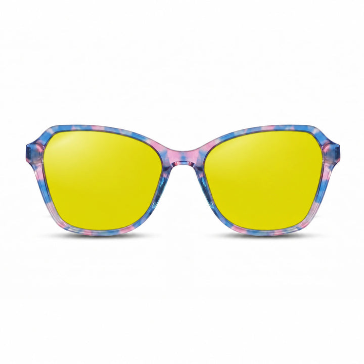Lentes de sol Fiore 1030 Rosado cristal Amarillo polarizado vista frontal mujer #color_amarillo #foto_frontal