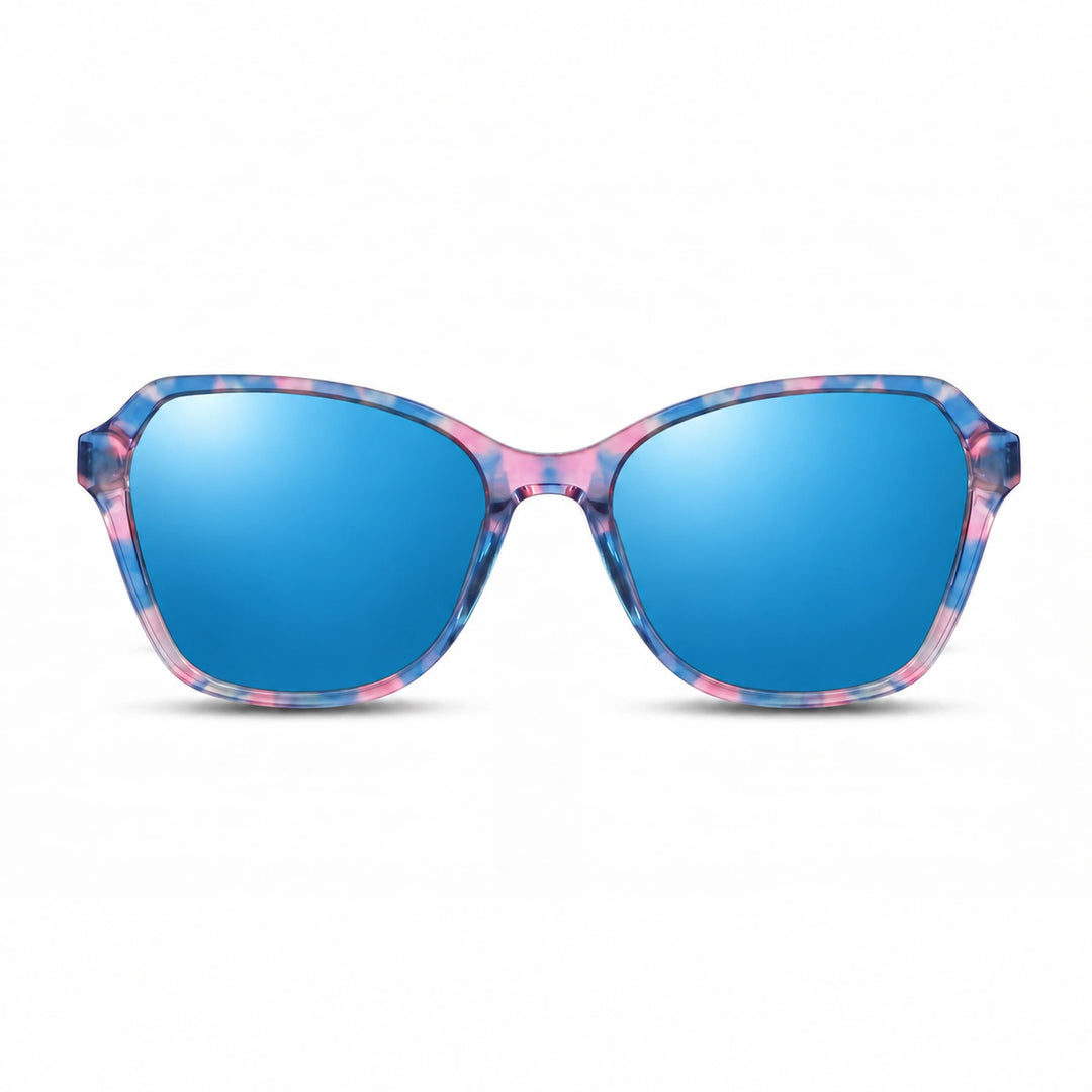 Lentes de sol Fiore 1030 Rosado cristal Espejado Azul polarizado vista frontal mujer #color_espejado-azul #foto_frontal