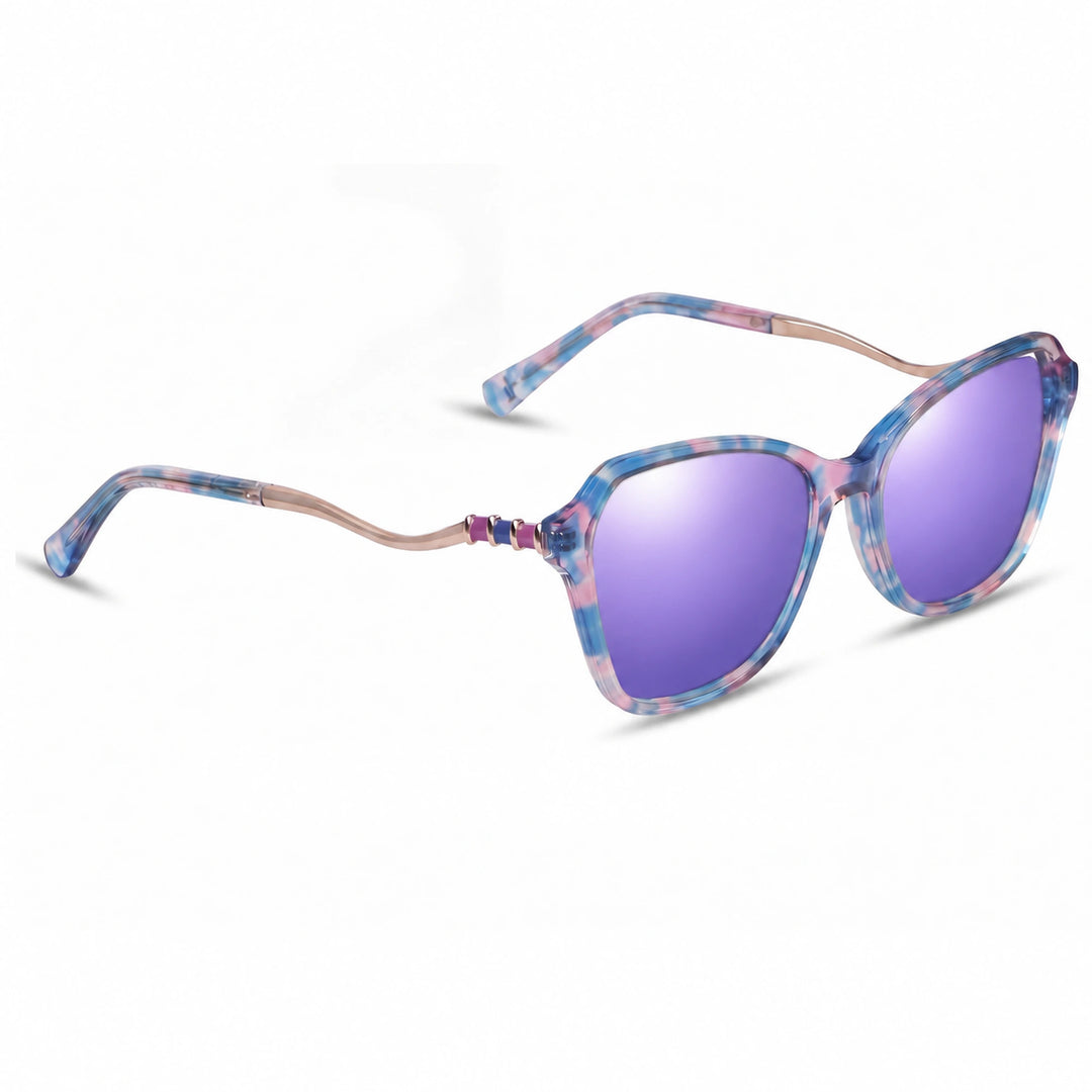 Lentes de sol Fiore 1030 Rosado cristal Espejado Morado polarizado vista tres cuartos mujer #color_espejado-morado