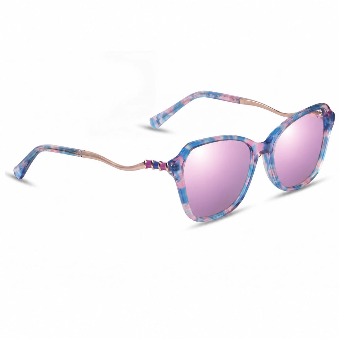 Lentes de sol Fiore 1030 Rosado cristal Espejado Rosado polarizado vista tres cuartos mujer #color_espejado-rosado