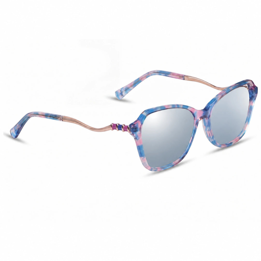 Lentes de sol Fiore 1030 Rosado cristal Espejado Silver polarizado vista tres cuartos mujer #color_espejado-silver