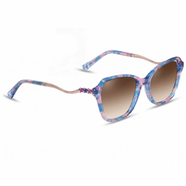 Lentes de sol Fiore 1030 Rosado cristal Gradiente Cafe polarizado vista tres cuartos mujer #color_gradiente-cafe