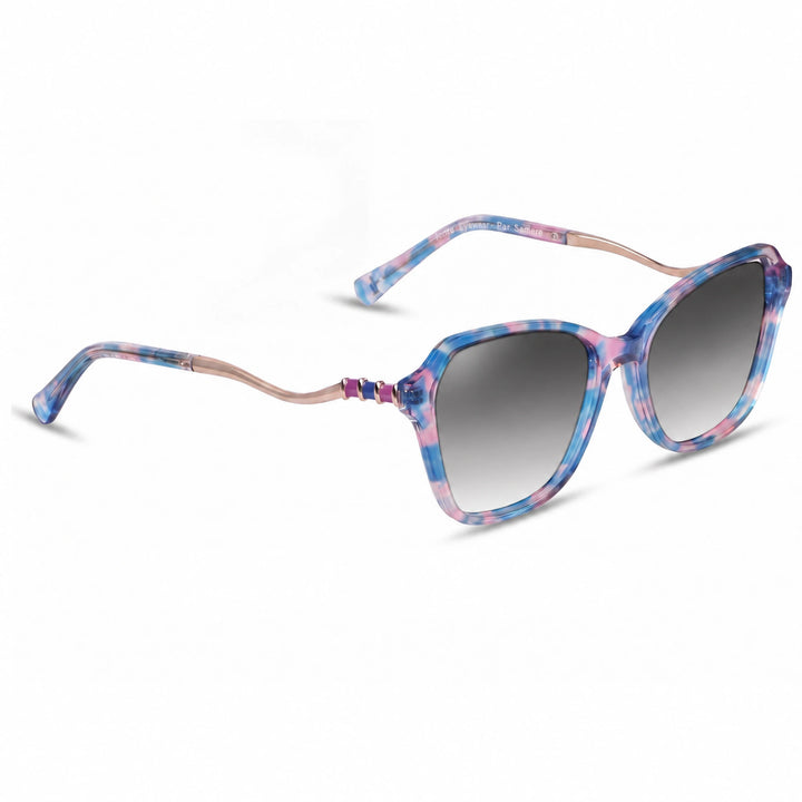 Lentes de sol Fiore 1030 Rosado cristal Gradiente Gris polarizado vista tres cuartos mujer #color_gradiente-gris