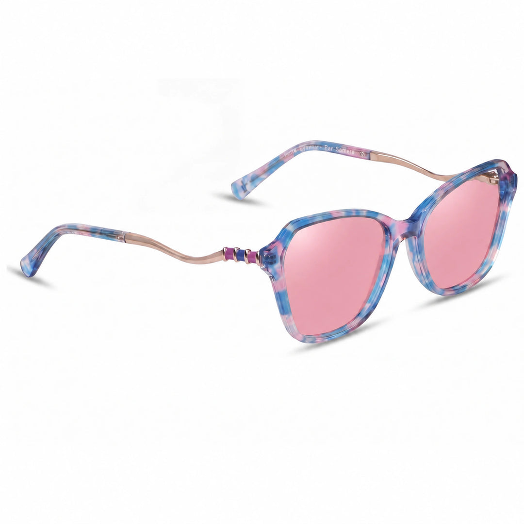 Lentes de sol Fiore 1030 Rosado cristal Rosado polarizado vista tres cuartos mujer #color_rosado