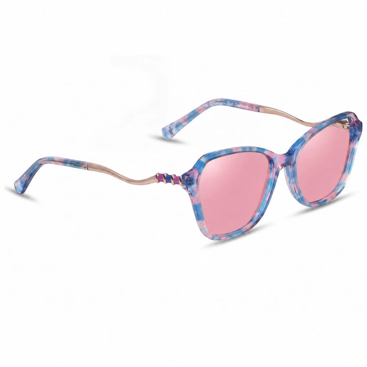 Lentes de sol Fiore 1030 Rosado cristal Rosado polarizado vista tres cuartos mujer #color_rosado