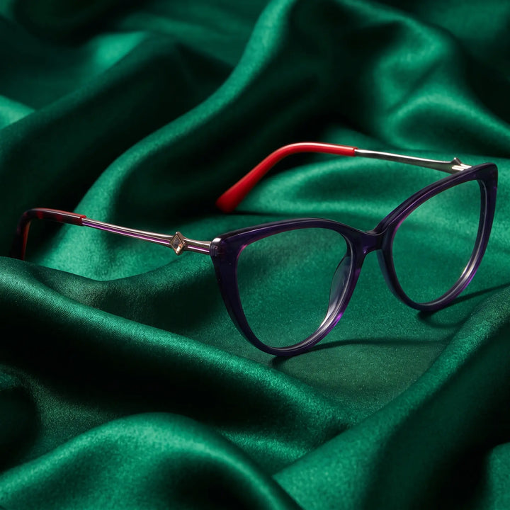 Anteojos Fiore 1031 en purple green – envuelto en seda esmeralda fluida