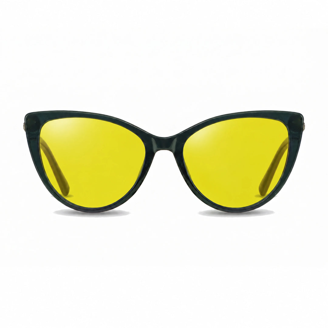 Lentes de sol Fiore 1031 Verde cristal Amarillo polarizado vista frontal mujer #color_amarillo #foto_frontal