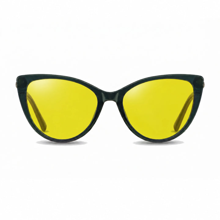 Lentes de sol Fiore 1031 Verde cristal Amarillo polarizado vista frontal mujer #color_amarillo #foto_frontal