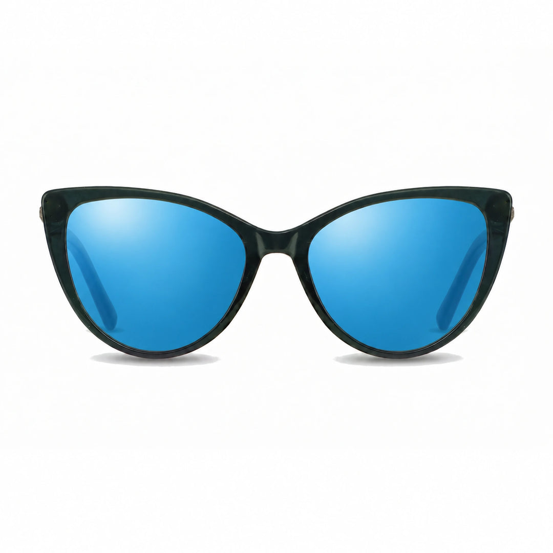 Lentes de sol Fiore 1031 Verde cristal Espejado Azul polarizado vista frontal mujer #color_espejado-azul #foto_frontal