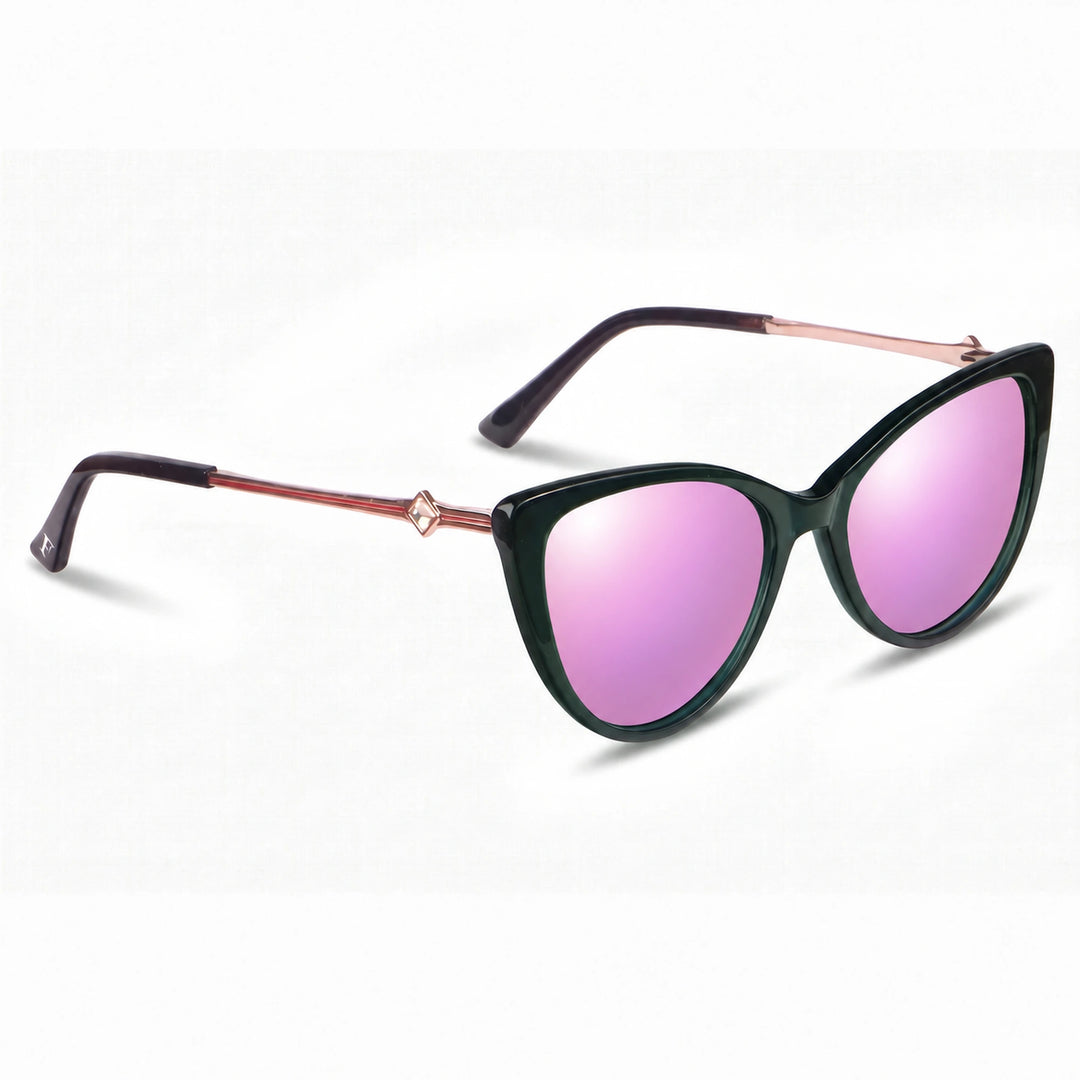 Lentes de sol Fiore 1031 Verde cristal Espejado Rosado polarizado vista tres cuartos mujer #color_espejado-rosado