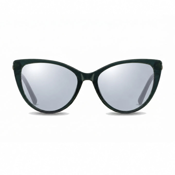 Lentes de sol Fiore 1031 Verde cristal Espejado Silver polarizado vista frontal mujer #color_espejado-silver #foto_frontal