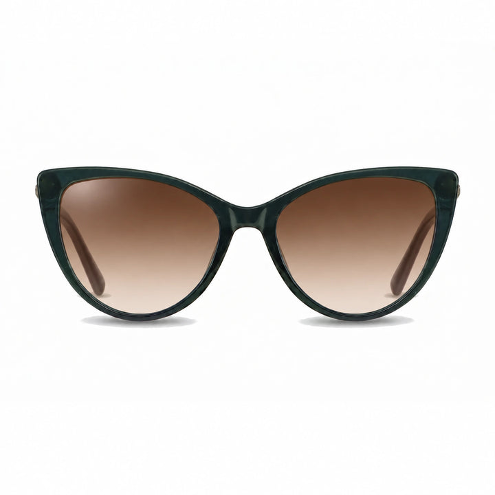Lentes de sol Fiore 1031 Verde cristal Gradiente Cafe polarizado vista frontal mujer #color_gradiente-cafe #foto_frontal