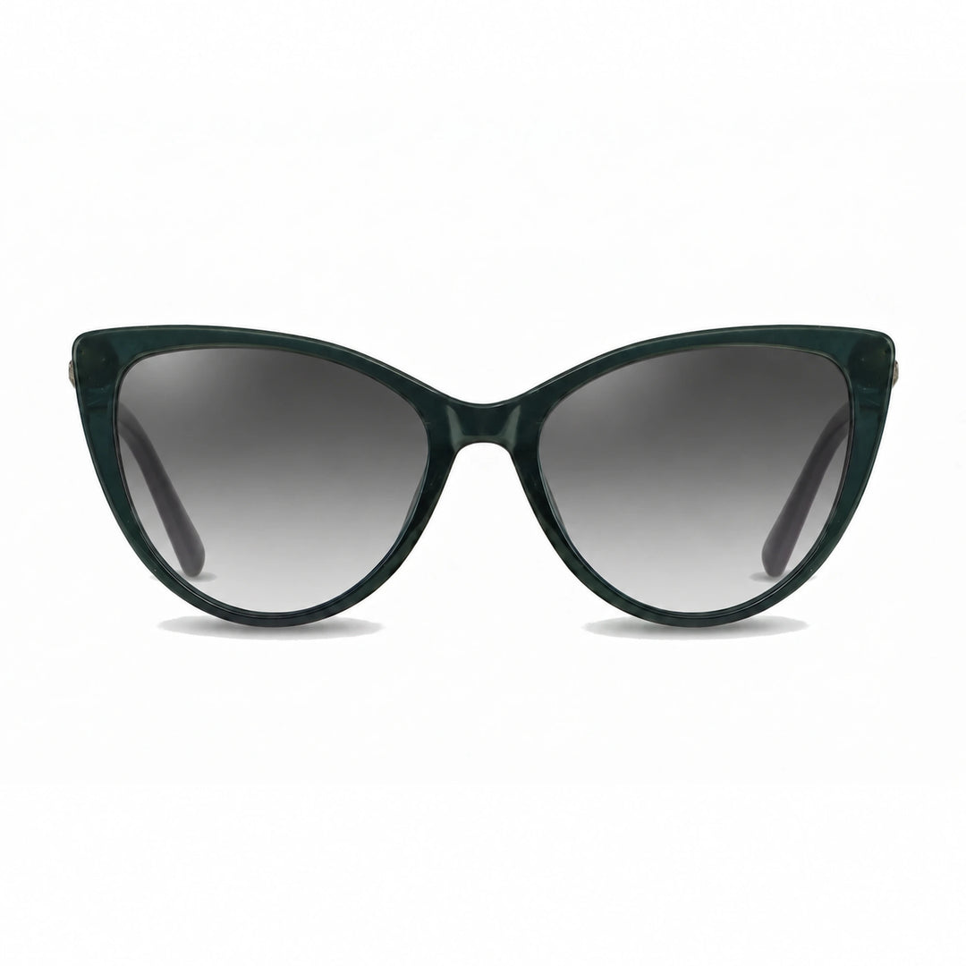 Lentes de sol Fiore 1031 Verde cristal Gradiente Gris polarizado vista frontal mujer #color_gradiente-gris #foto_frontal