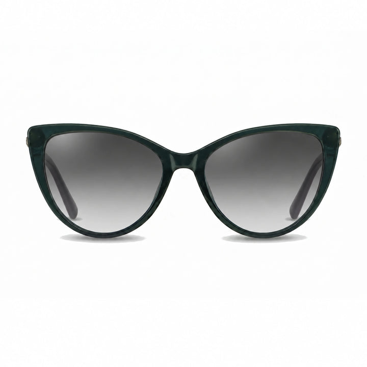 Lentes de sol Fiore 1031 Verde cristal Gradiente Gris polarizado vista frontal mujer #color_gradiente-gris #foto_frontal