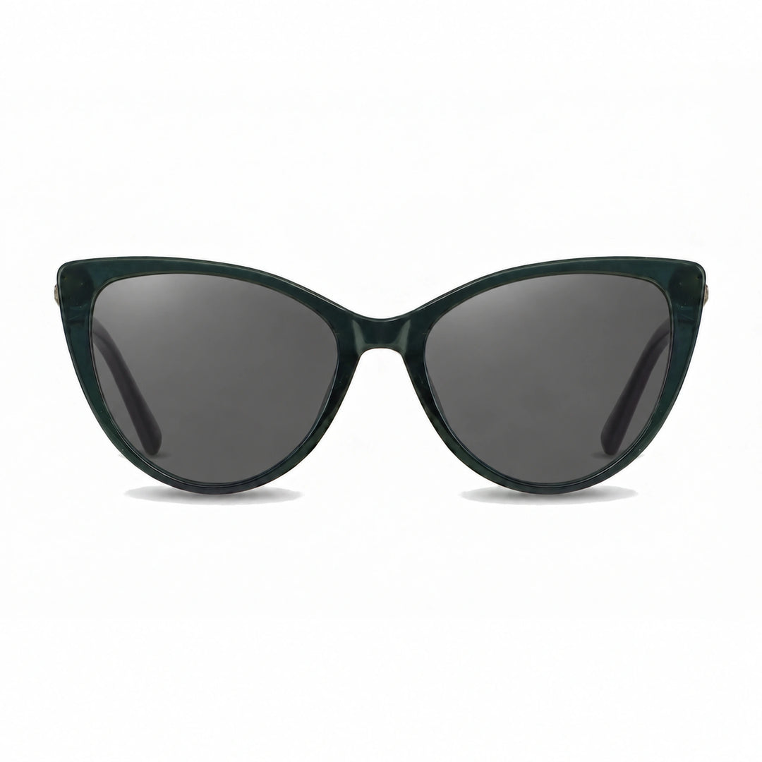 Lentes de sol Fiore 1031 Verde cristal Negro polarizado vista frontal mujer #color_negro #foto_frontal