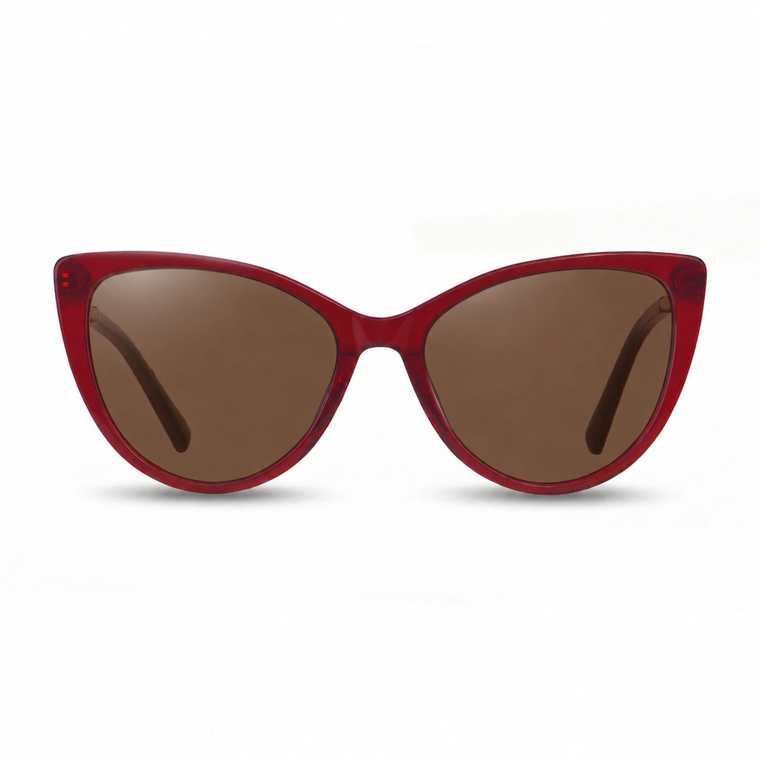 Lentes de sol Fiore 1031 Rojo cristal Cafe polarizado vista frontal mujer #color_cafe #foto_frontal