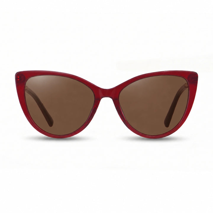 Lentes de sol Fiore 1031 Rojo cristal Cafe polarizado vista frontal mujer #color_cafe #foto_frontal