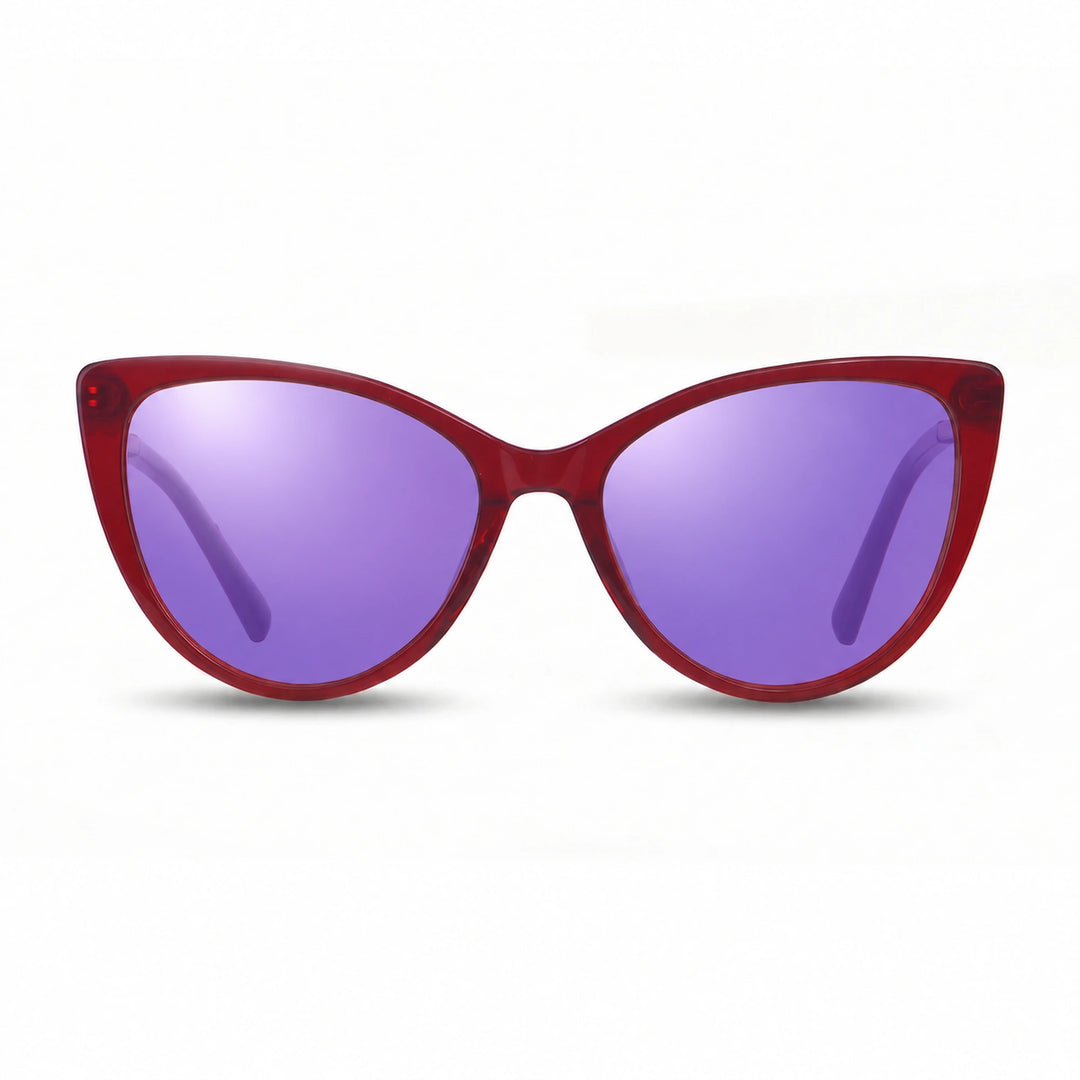 Lentes de sol Fiore 1031 Rojo cristal Espejado Morado polarizado vista frontal mujer #color_espejado-morado #foto_frontal