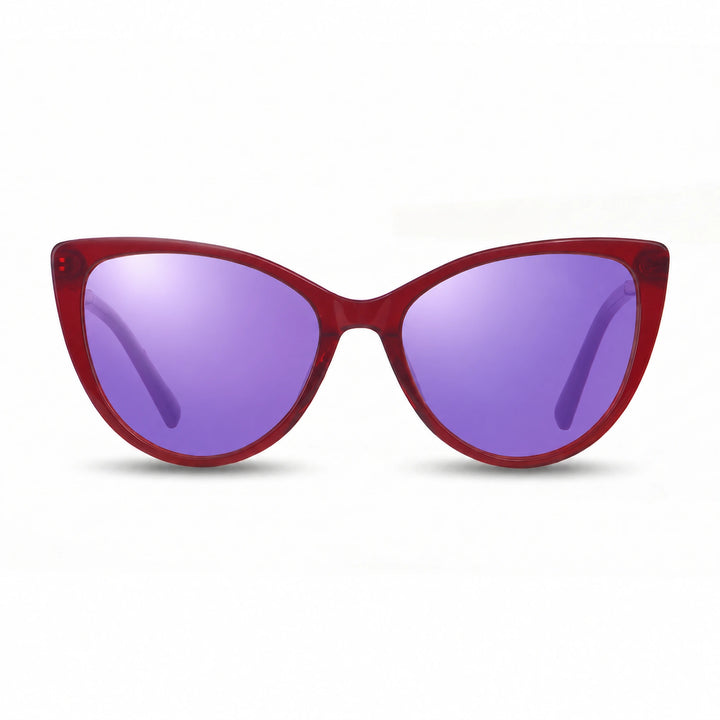 Lentes de sol Fiore 1031 Rojo cristal Espejado Morado polarizado vista frontal mujer #color_espejado-morado #foto_frontal