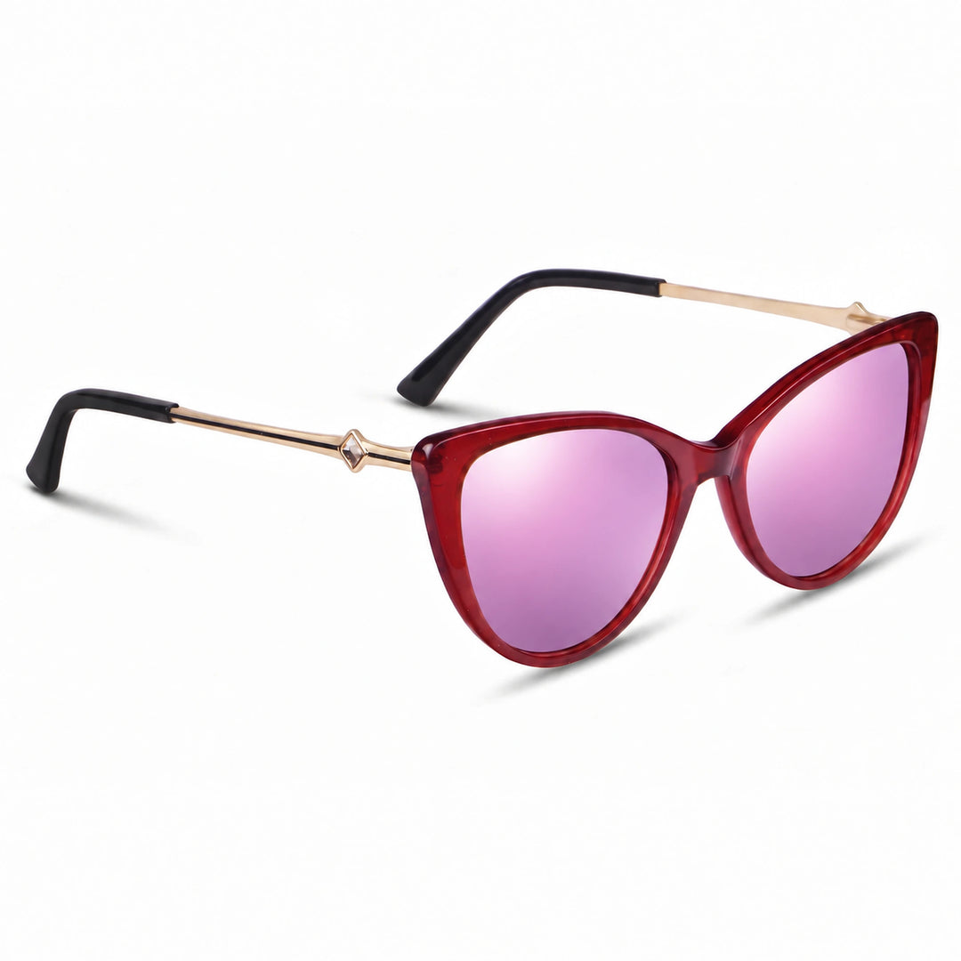 Lentes de sol Fiore 1031 Rojo cristal Espejado Rosado polarizado vista tres cuartos mujer #color_espejado-rosado