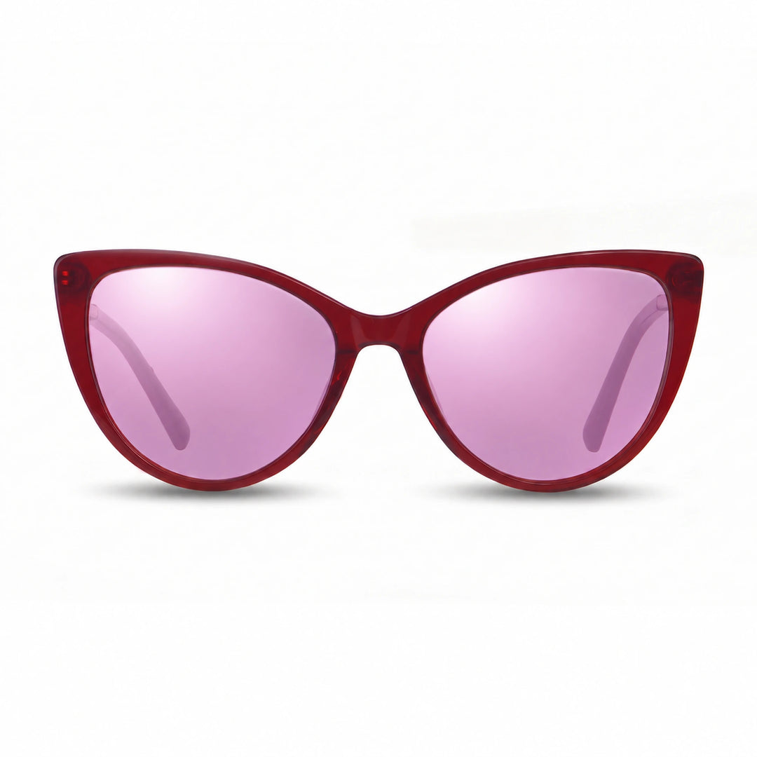 Lentes de sol Fiore 1031 Rojo cristal Espejado Rosado polarizado vista frontal mujer #color_espejado-rosado #foto_frontal