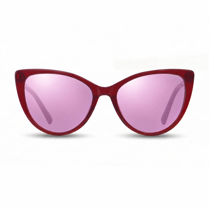 Lentes de sol Fiore 1031 Rojo cristal Espejado Rosado polarizado vista frontal mujer #color_espejado-rosado #foto_frontal