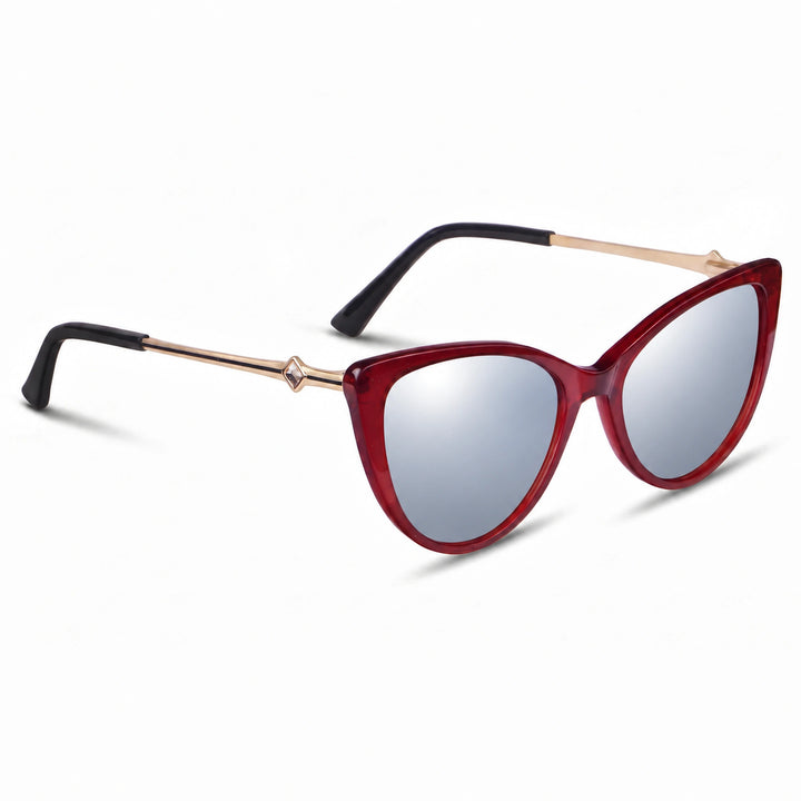 Lentes de sol Fiore 1031 Rojo cristal Espejado Silver polarizado vista tres cuartos mujer #color_espejado-silver