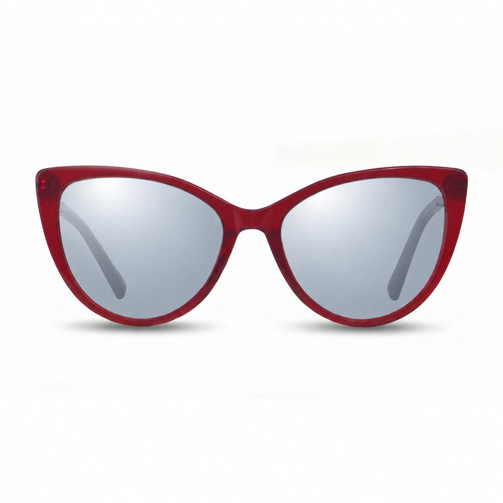 Lentes de sol Fiore 1031 Rojo cristal Espejado Silver polarizado vista frontal mujer #color_espejado-silver #foto_frontal