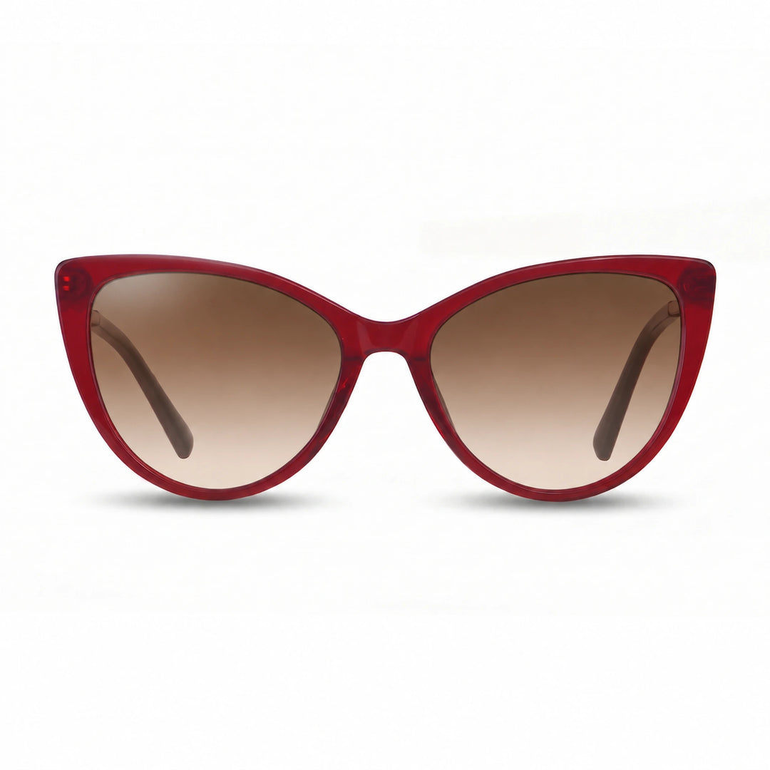 Lentes de sol Fiore 1031 Rojo cristal Gradiente Cafe polarizado vista frontal mujer #color_gradiente-cafe #foto_frontal