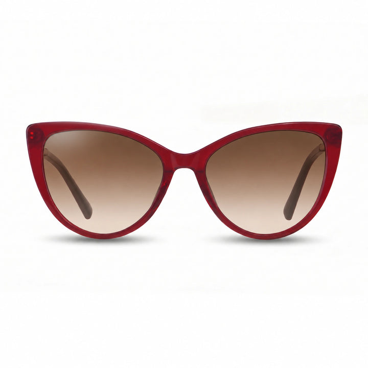 Lentes de sol Fiore 1031 Rojo cristal Gradiente Cafe polarizado vista frontal mujer #color_gradiente-cafe #foto_frontal