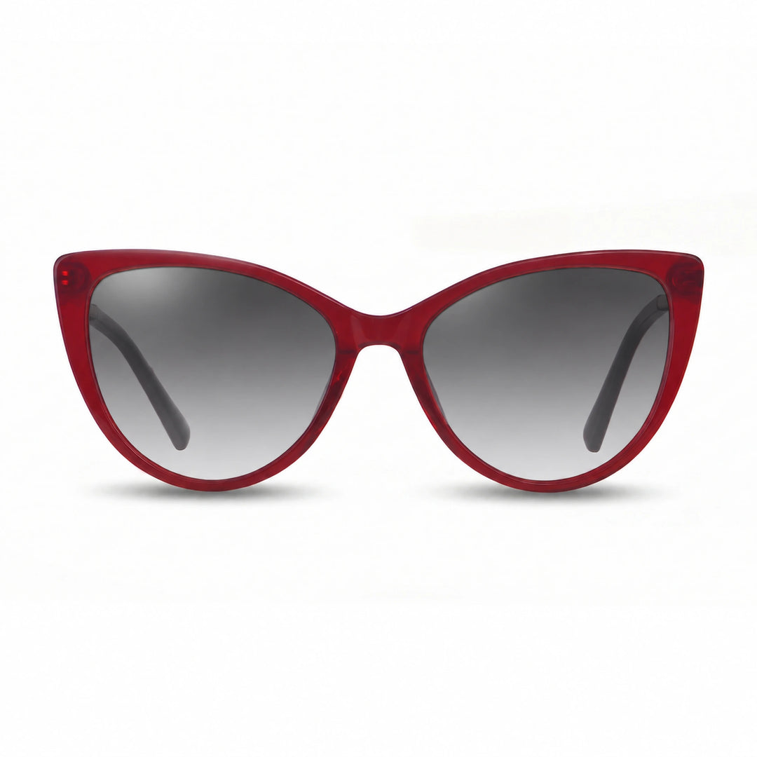 Lentes de sol Fiore 1031 Rojo cristal Gradiente Gris polarizado vista frontal mujer #color_gradiente-gris #foto_frontal