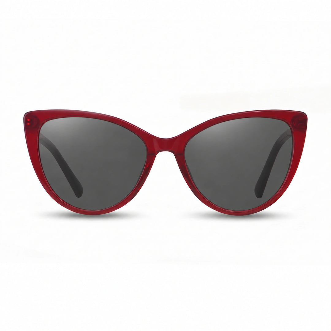 Lentes de sol Fiore 1031 Rojo cristal Negro polarizado vista frontal mujer #color_negro #foto_frontal