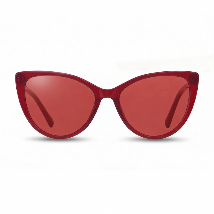 Lentes de sol Fiore 1031 Rojo cristal Rojo polarizado vista frontal mujer #color_rojo #foto_frontal