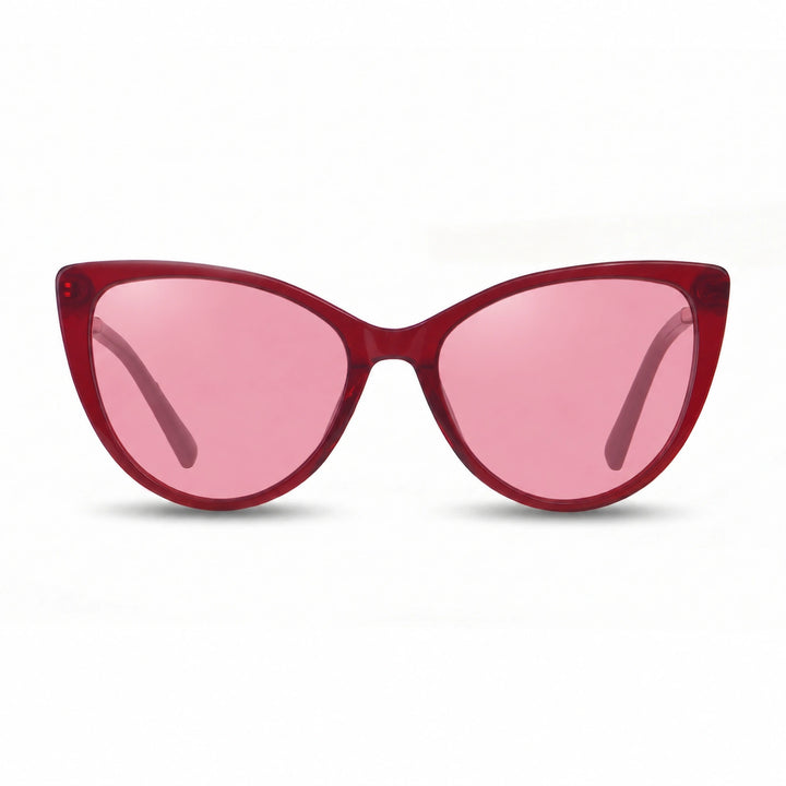 Lentes de sol Fiore 1031 Rojo cristal Rosado polarizado vista frontal mujer #color_rosado #foto_frontal