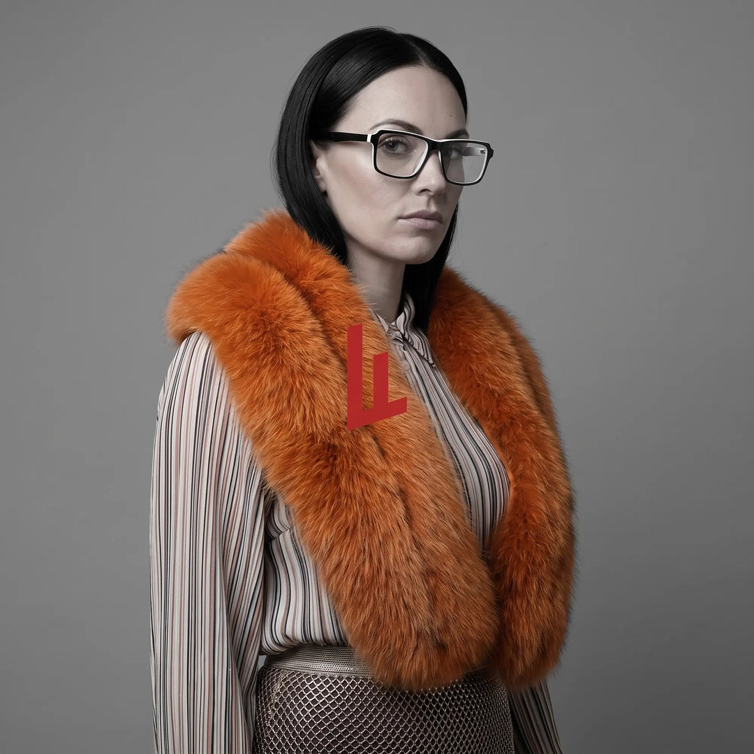 Anteojos Fiore 1038 en black white, en modelo – retrato de campaña, bold studio pose in vintage tweed