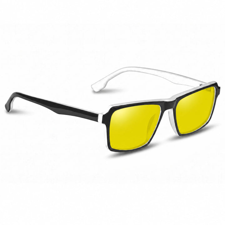 Lentes de sol Fiore 1038 Blanco cristal Amarillo polarizado vista tres cuartos unisex #color_amarillo