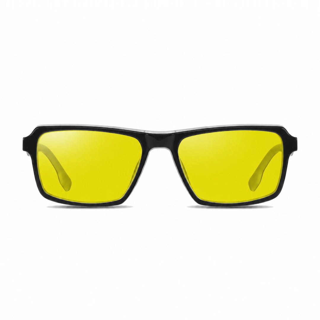 Lentes de sol Fiore 1038 Blanco cristal Amarillo polarizado vista frontal unisex #color_amarillo #foto_frontal