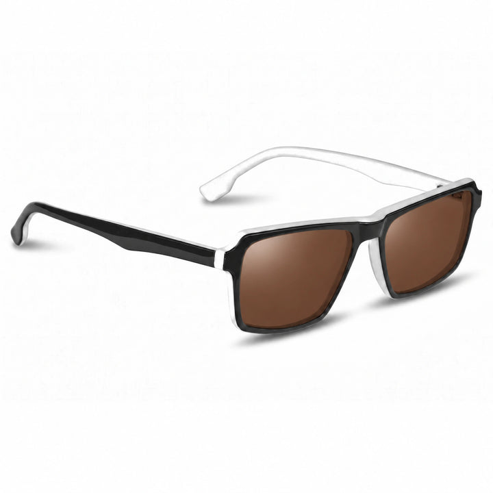 Lentes de sol Fiore 1038 Blanco cristal Cafe polarizado vista tres cuartos unisex #color_cafe