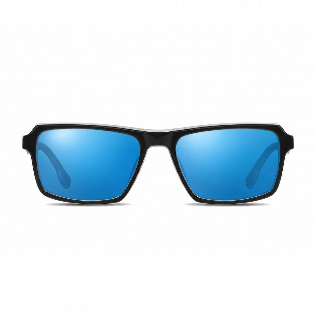 Lentes de sol Fiore 1038 Blanco cristal Espejado Azul polarizado vista frontal unisex #color_espejado-azul #foto_frontal