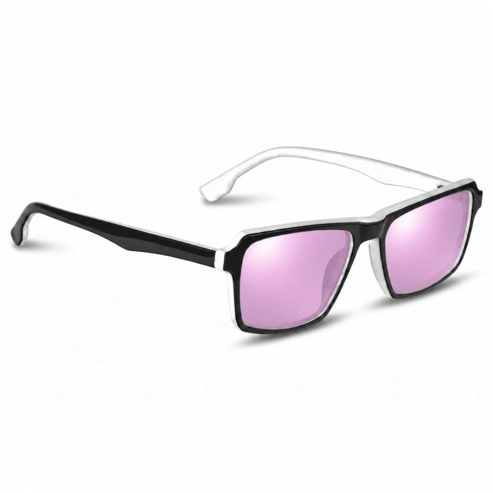 Lentes de sol Fiore 1038 Blanco cristal Espejado Rosado polarizado vista tres cuartos unisex #color_espejado-rosado