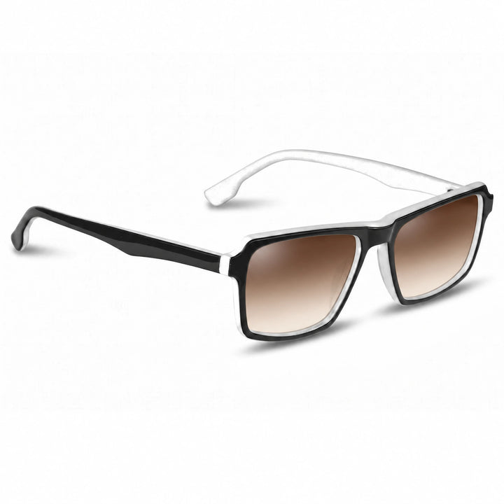 Lentes de sol Fiore 1038 Blanco cristal Gradiente Cafe polarizado vista tres cuartos unisex #color_gradiente-cafe