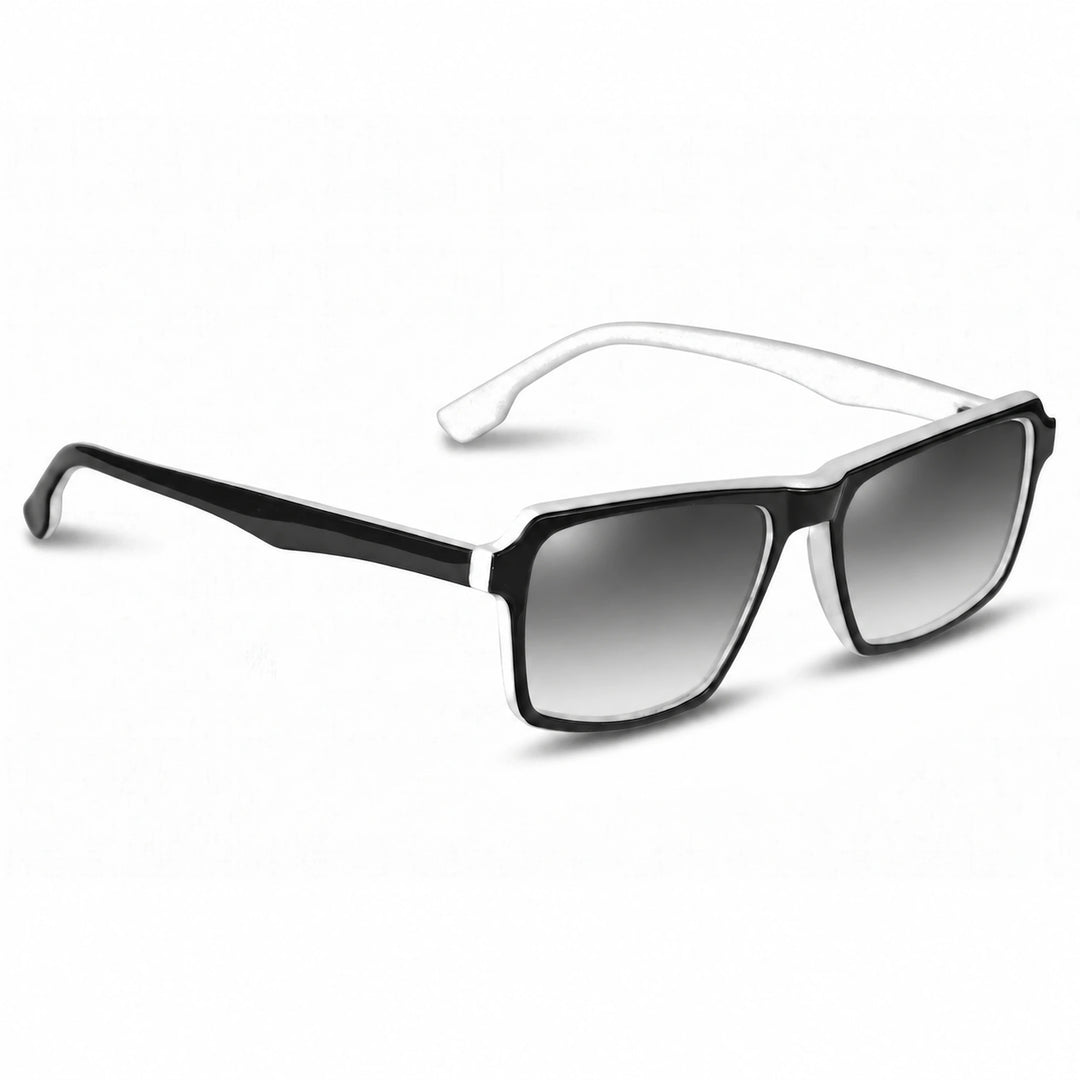 Lentes de sol Fiore 1038 Blanco cristal Gradiente Gris polarizado vista tres cuartos unisex #color_gradiente-gris