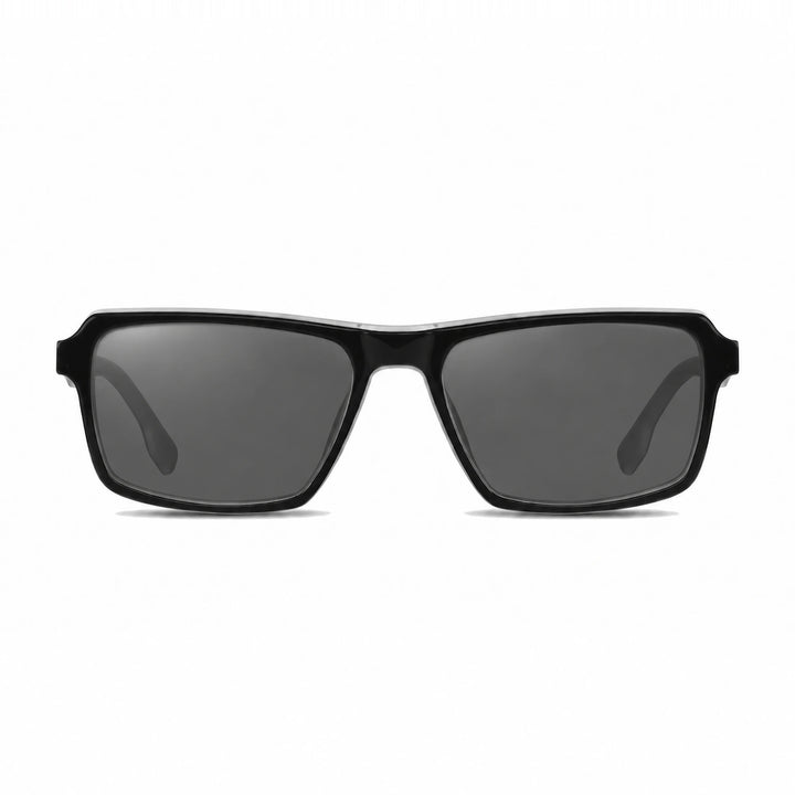 Lentes de sol Fiore 1038 Blanco cristal Negro polarizado vista frontal unisex #color_negro #foto_frontal