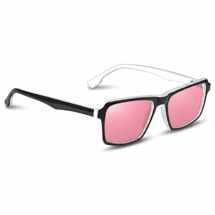 Lentes de sol Fiore 1038 Blanco cristal Rosado polarizado vista tres cuartos unisex #color_rosado