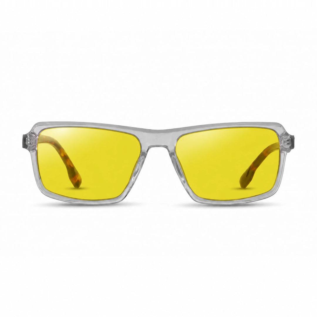 Lentes de sol Fiore 1038 Transparente cristal Amarillo polarizado vista frontal unisex #color_amarillo #foto_frontal