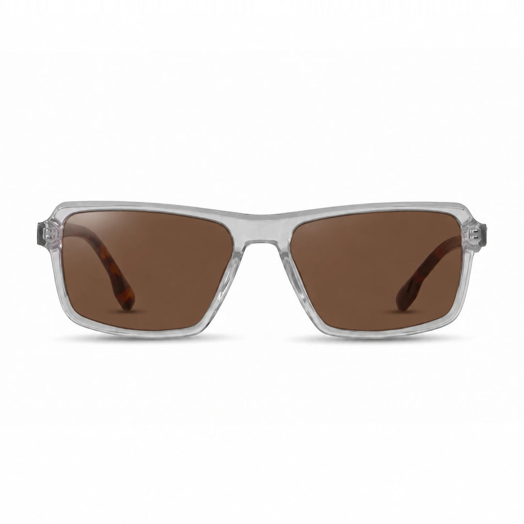 Lentes de sol Fiore 1038 Transparente cristal Cafe polarizado vista frontal unisex #color_cafe #foto_frontal